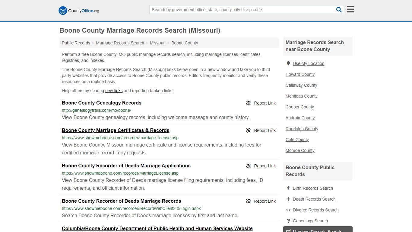 Boone County Marriage Records Search (Missouri) - County Office