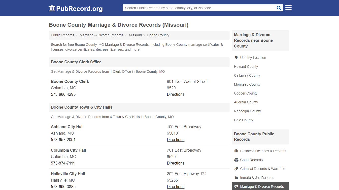 Boone County Marriage & Divorce Records (Missouri)