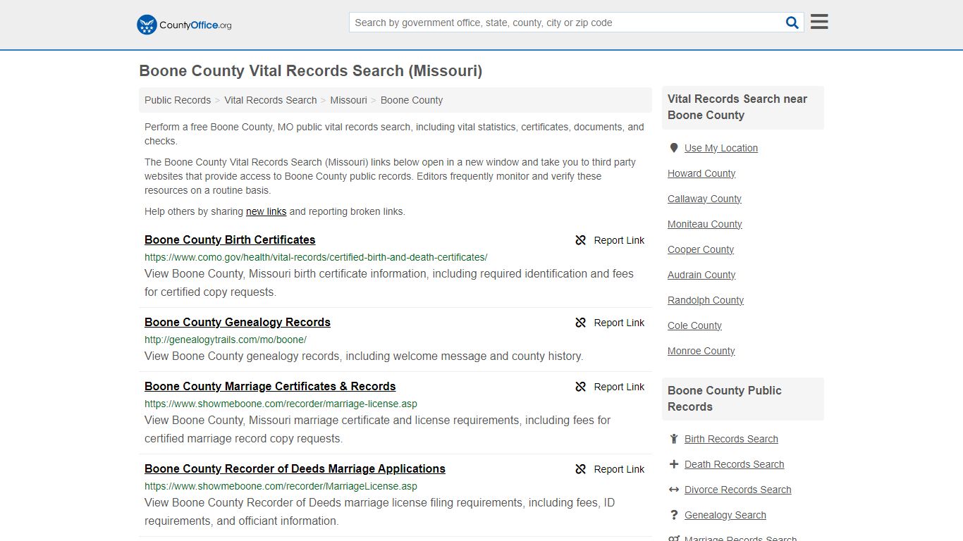 Vital Records Search - Boone County, MO (Birth, Death, Marriage ...